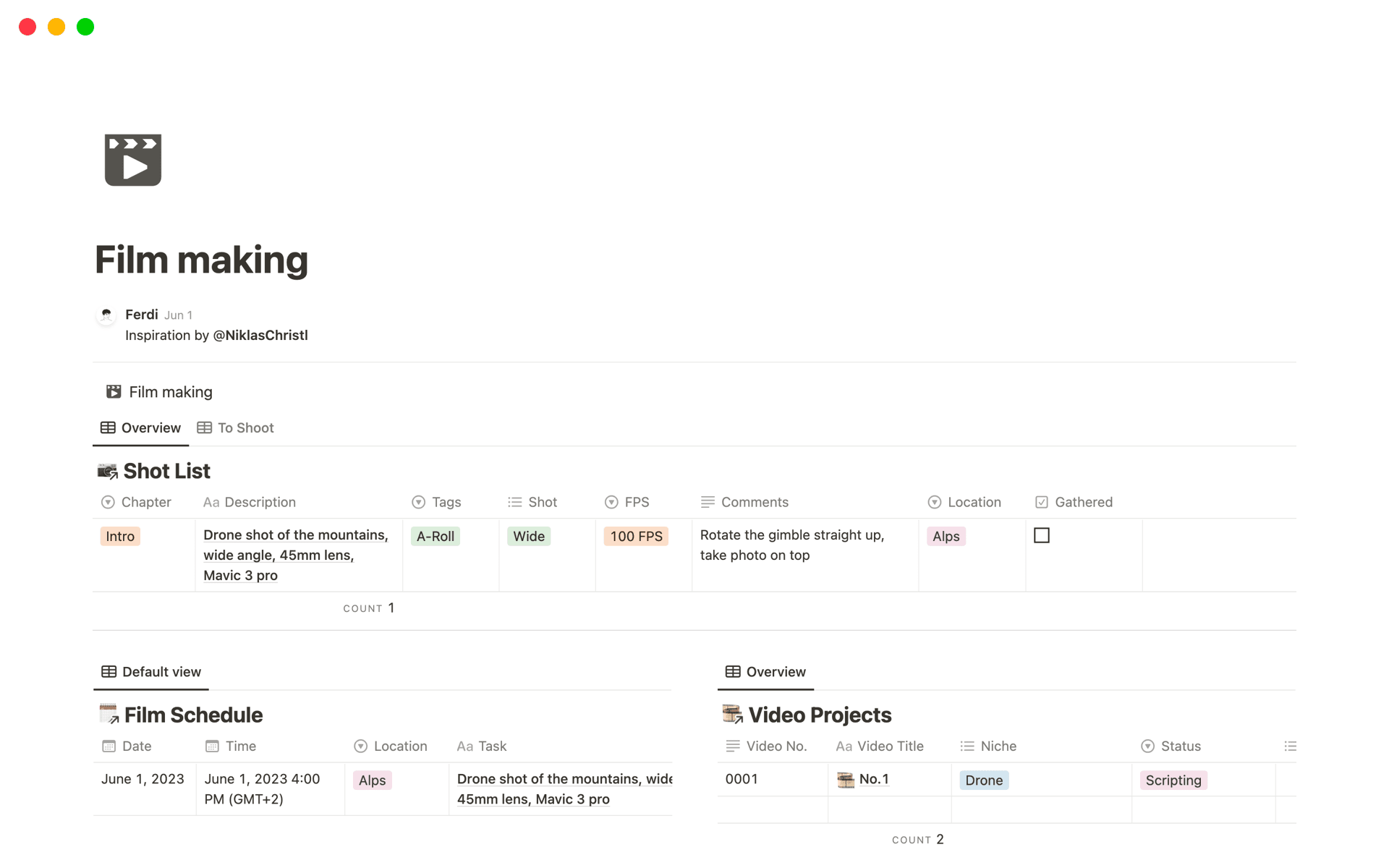 Screenshot of YouTuber Essentials collection by Notion